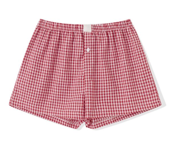 Red checked boxer shorts