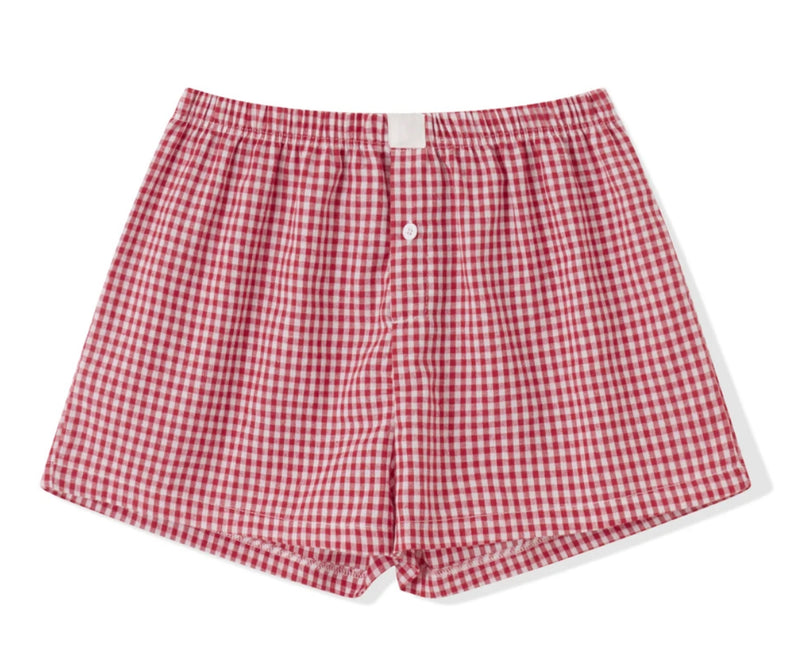 Red checked boxer shorts