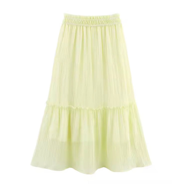 Yellow Crinkle Effect Maxi Skirt
