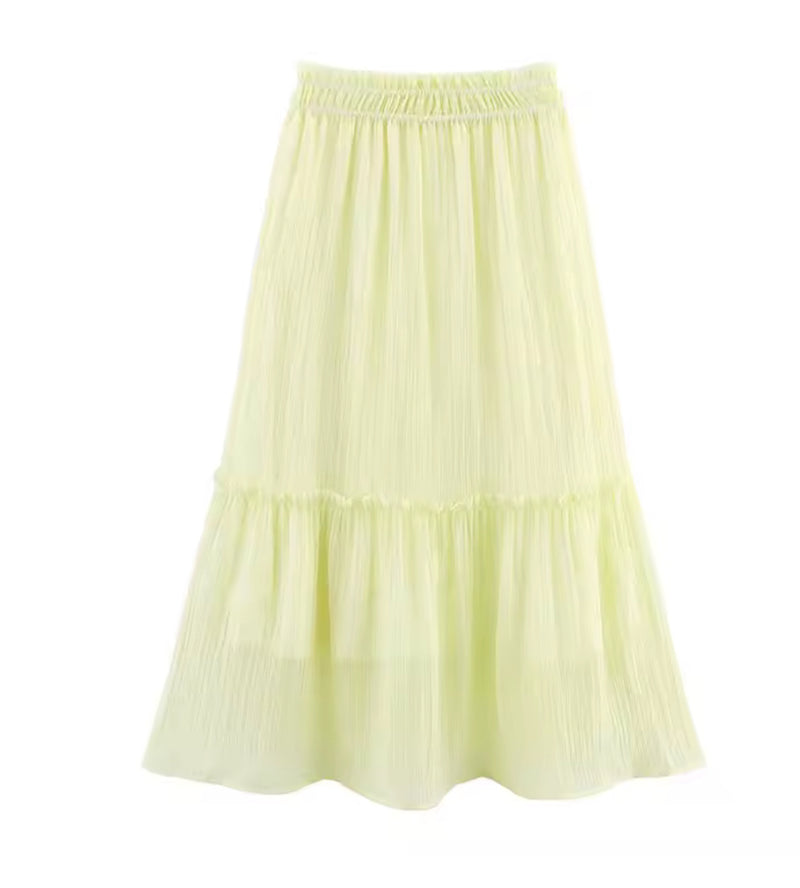 Yellow Crinkle Effect Maxi Skirt