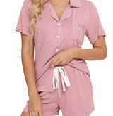 Pink Pyjama shorts sleeved set (size medium) with medium sized make up bag