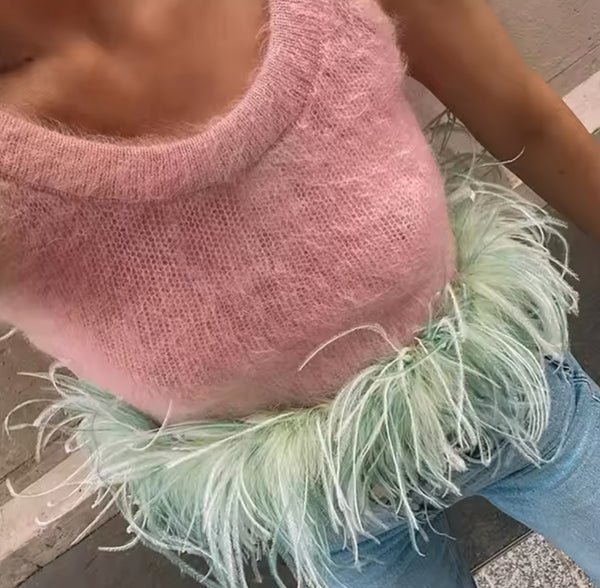 Pink and Green Fluffy Top