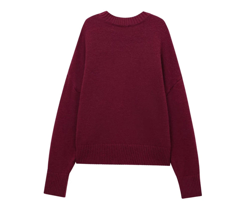 Burgundy Knitted Jumper