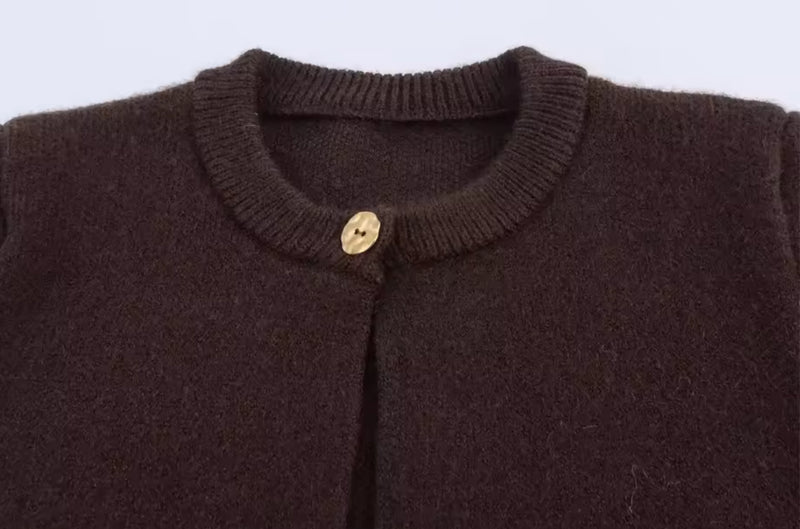 Brown Fringe Knitted Cardigan