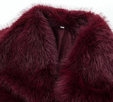 Burgundy Faux Fur Jacket