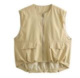 Sleeveless Pocket Beige Gilet