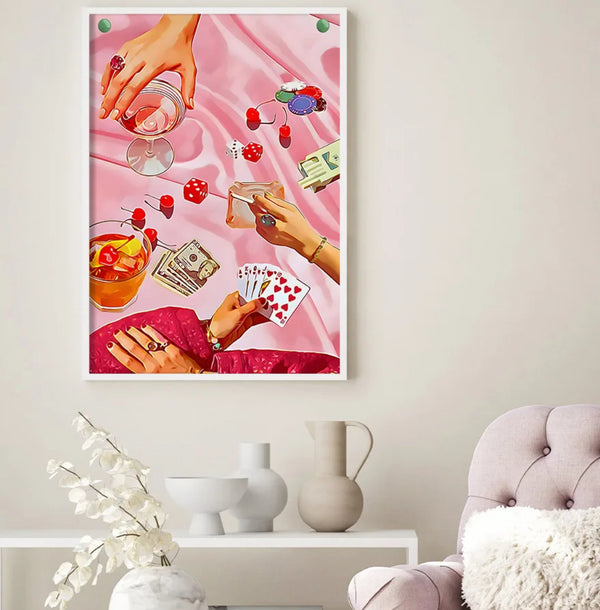 Pink Poker Wall Art (no frame)