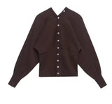 Brown High Button Soft Jumper