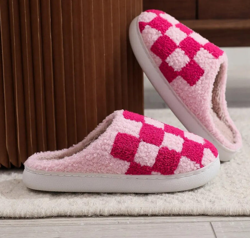 Pink Checkered Slippers