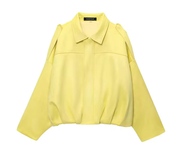 Yellow Suede Style Bomber Jacket