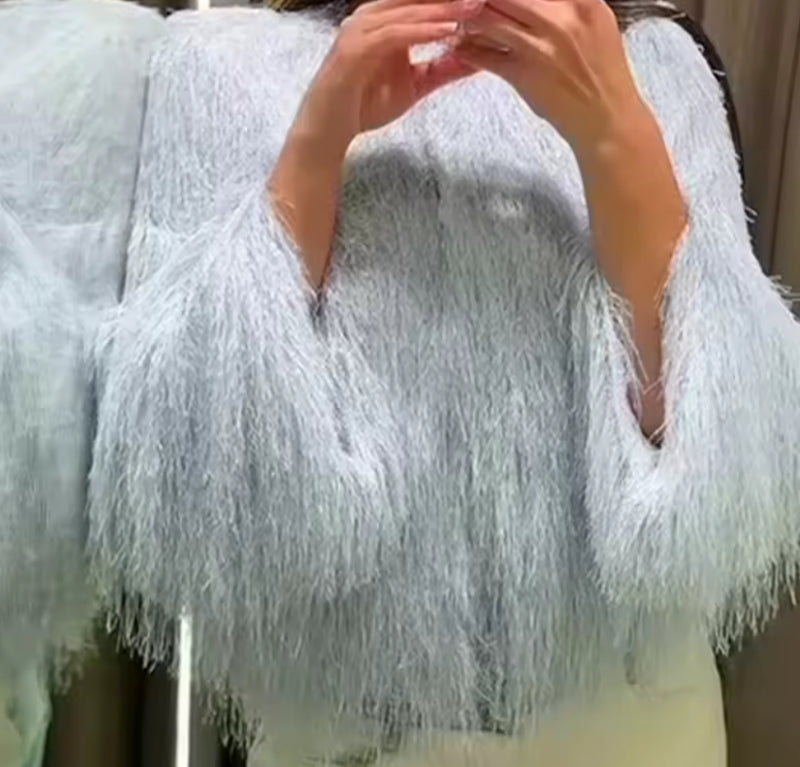 Baby Blue Fringed Jacket