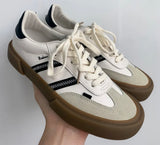 Stylish Classic Sneakers Retro Low Court with white base and black/white striped pattern