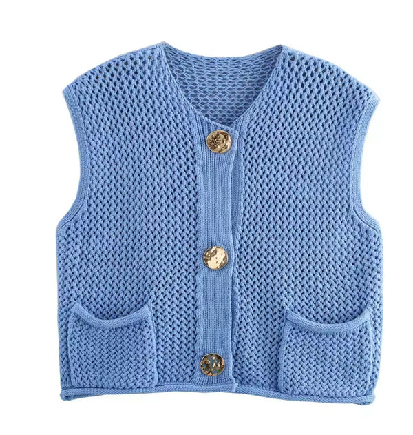 Blue Knitted Waistcoat