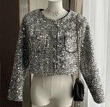 Sequin Tweed Short Jacket