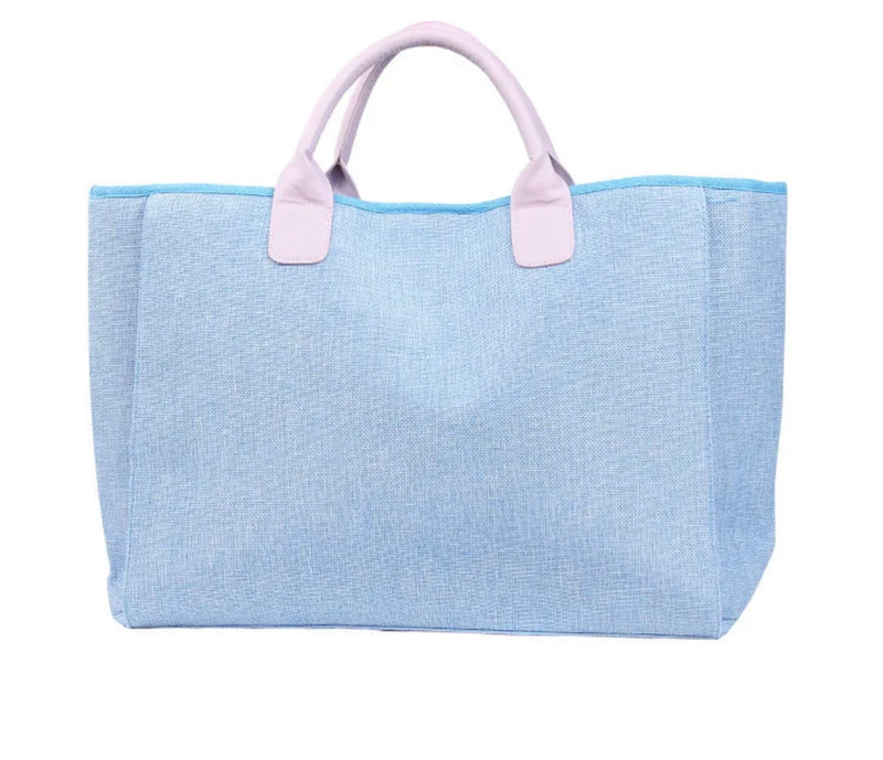 Blue and pink tote bag