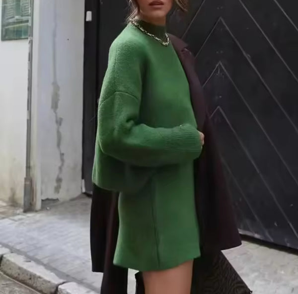 Green Knitted Skirt and Jumper Co Ord