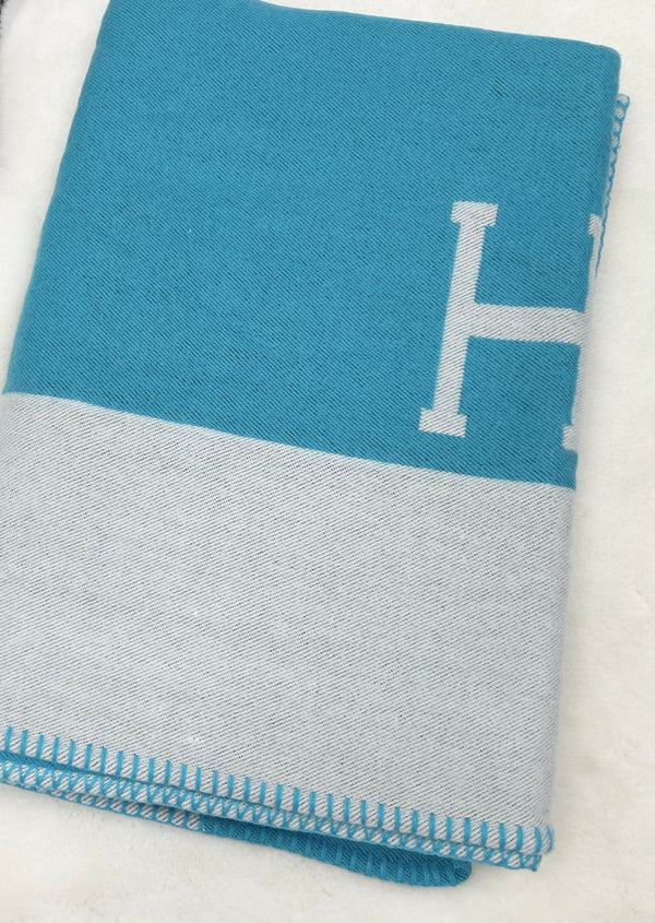 Limited Edition Blue H Cashmere Throw