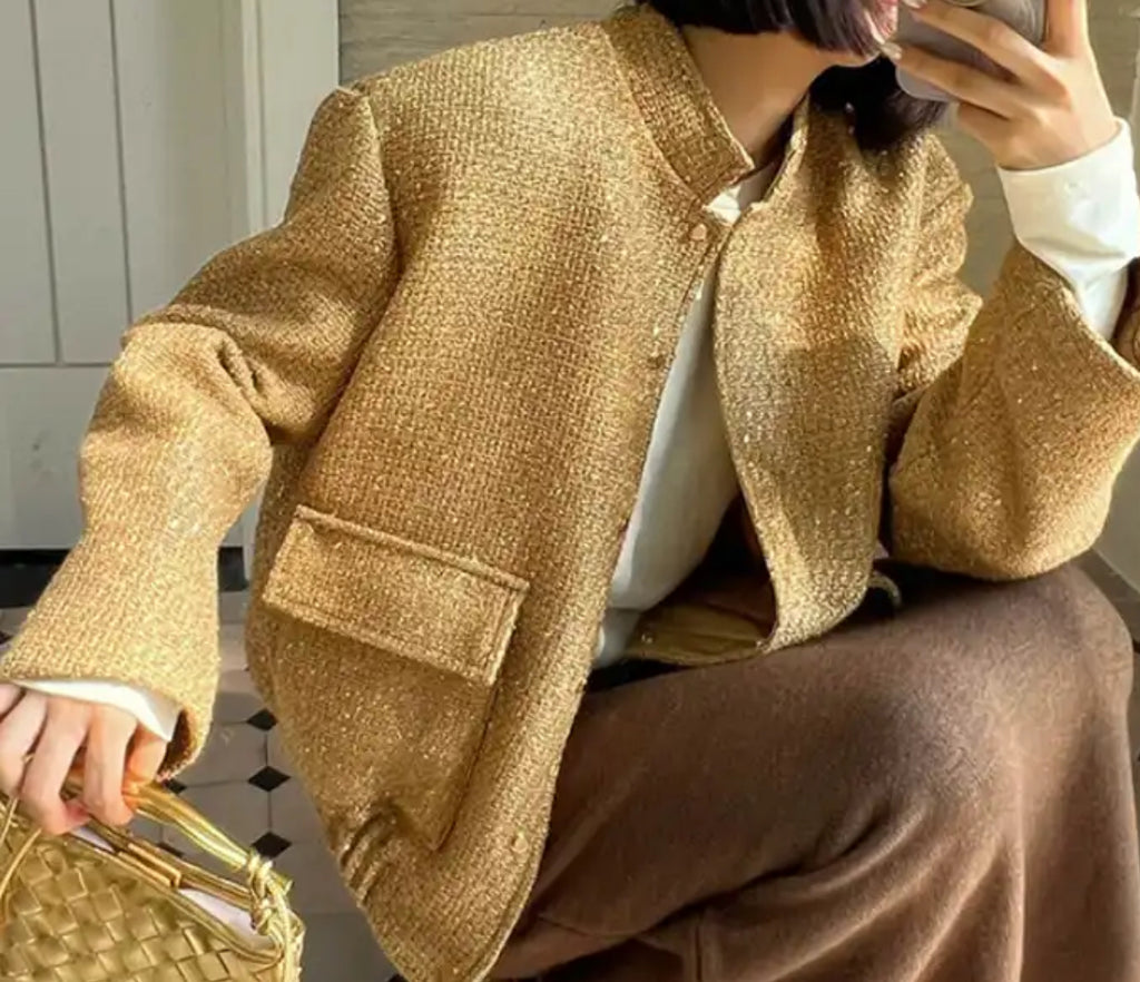 Sequin Bomber Jacket in Gold Sparkle in Style Order Now THE GIFTED SISTERS