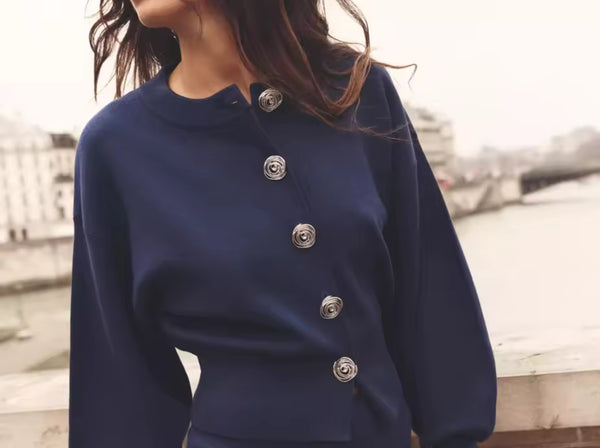 Navy Button Down Soft Cardigan
