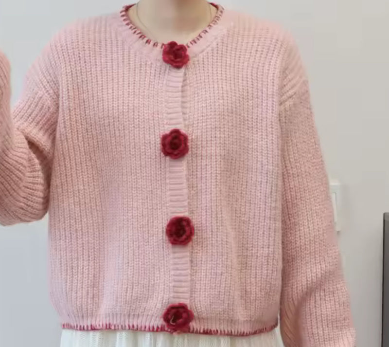 Pink and Red Flower Cardigan