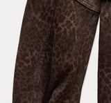 Leopard Print Denim Tie Waist Jacket