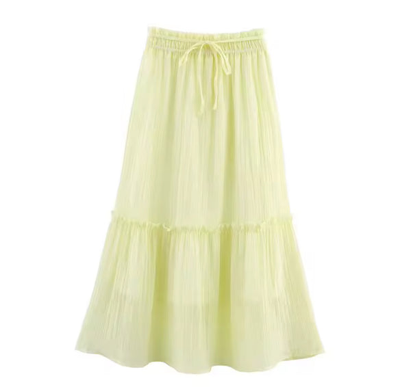 Yellow Crinkle Effect Maxi Skirt