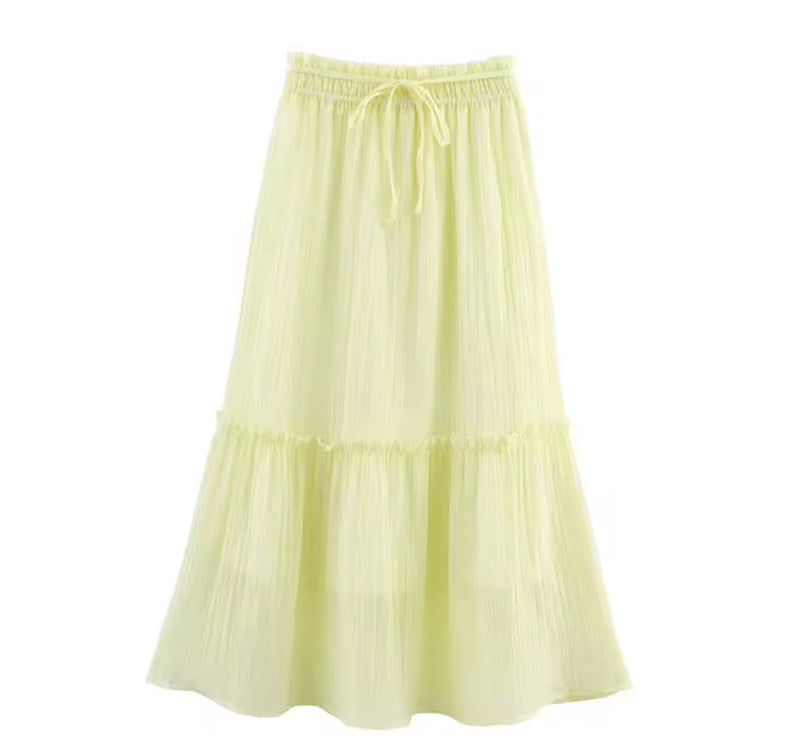Yellow Crinkle Effect Maxi Skirt