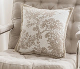 Tree print white and beige pillow, known as Beige/ White Branch Cushion