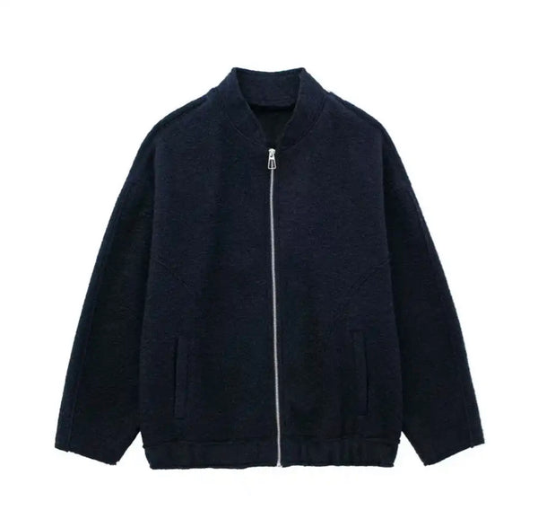 Navy Wool Bomber Jacket