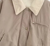 Collared Bomber Jacket Beige