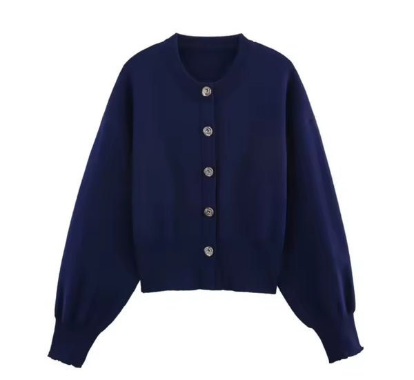 Navy Button Down Soft Cardigan