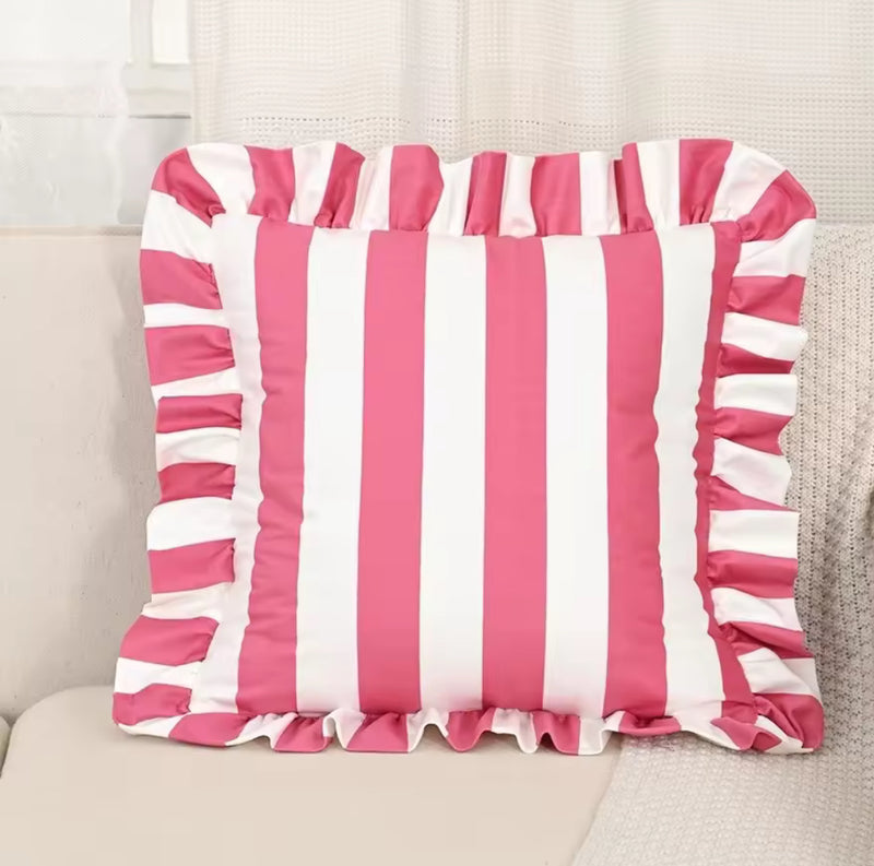 Pink and White Ruffle Pillow Case 45x45