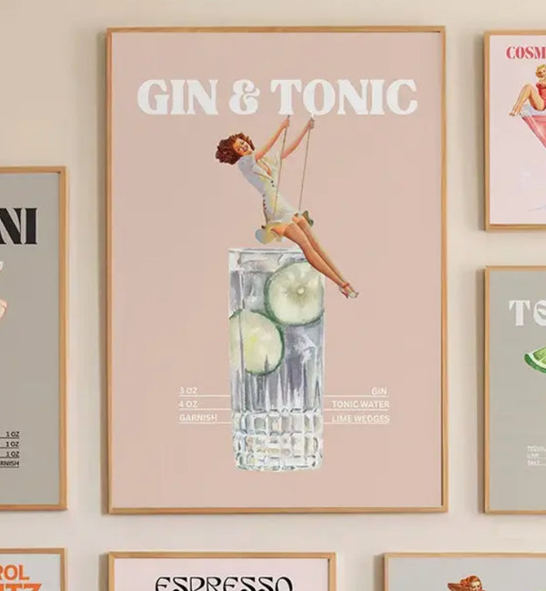 Gin & Tonic  pink Wall Poster Unframed