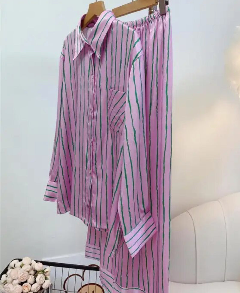  Striped satin pyjamas with personalized touch