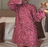 Long sleeve sequin dress