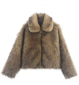 Faux fur Brown Beige Jacket