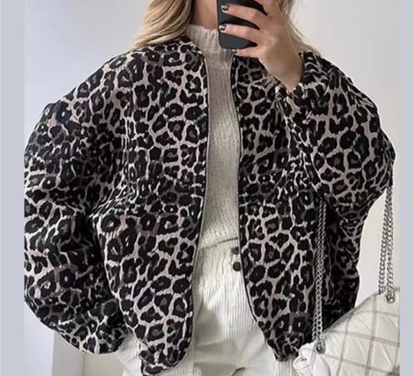 Leopard Print Bomber Jacket