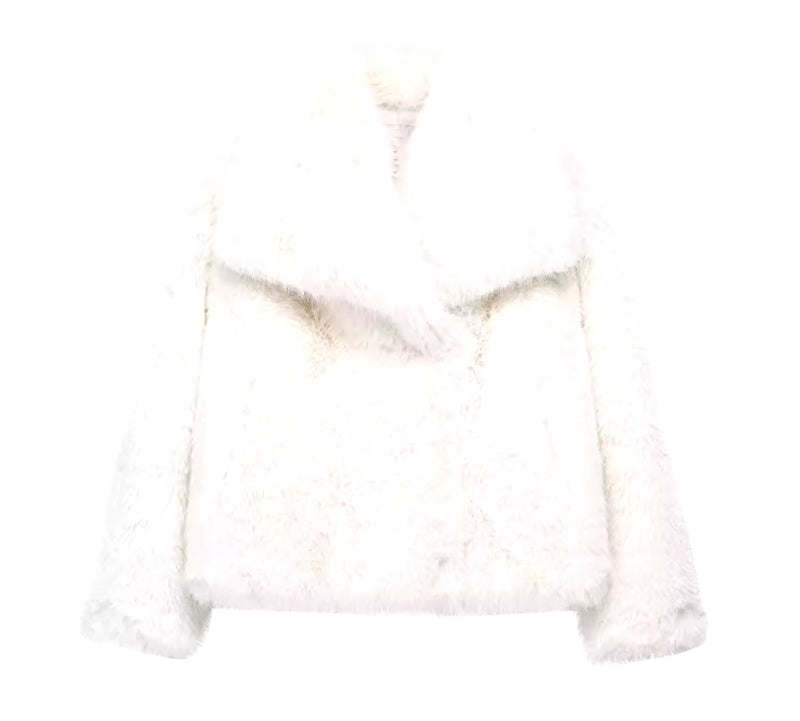 Fluffy White Faux fur Jacket