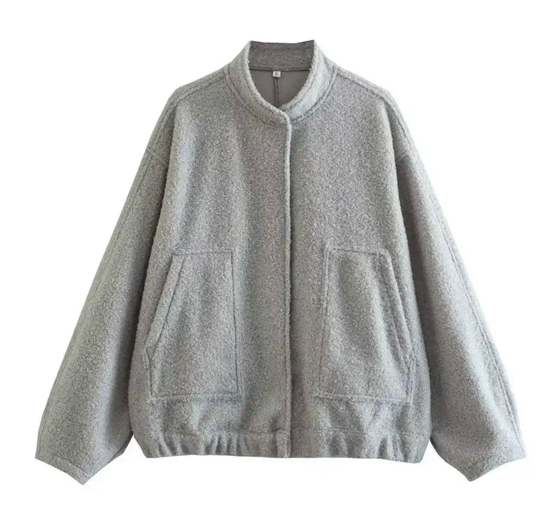 gray Wool Bomber Jacket