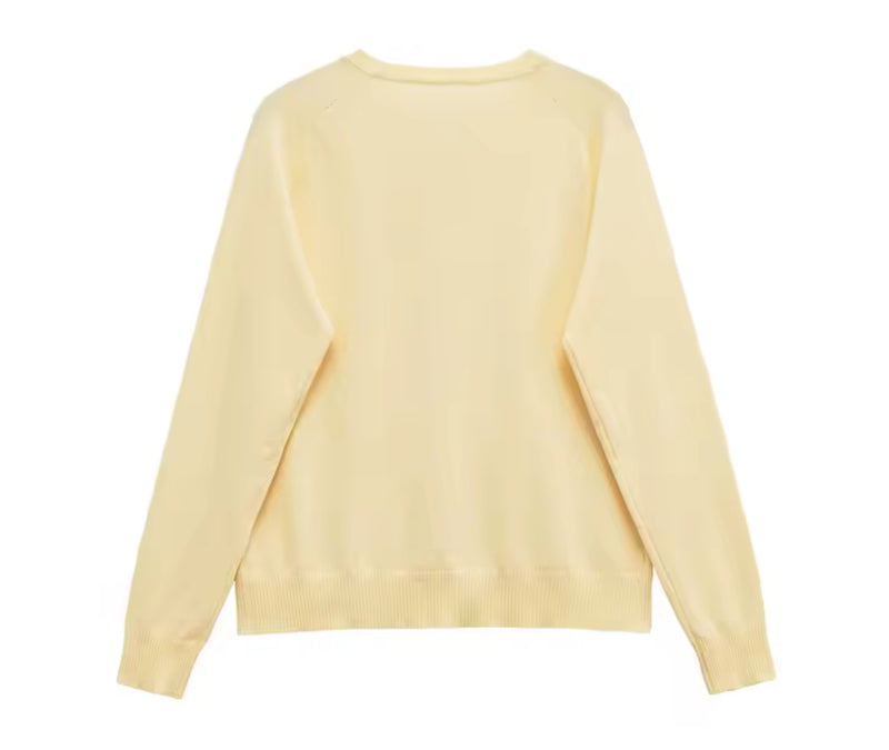 Yellow Henley Style Knitted Thin Jumper