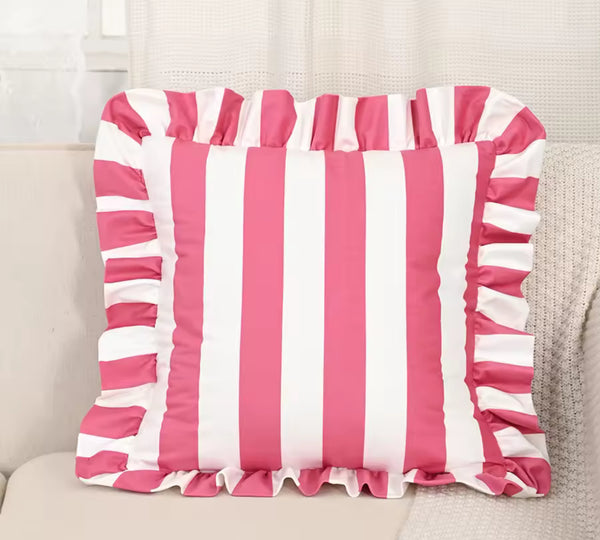 Pink and White Ruffle Pillow Case 45x45
