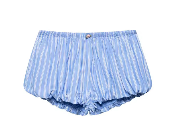 Blue Striped Bloomer Shorts