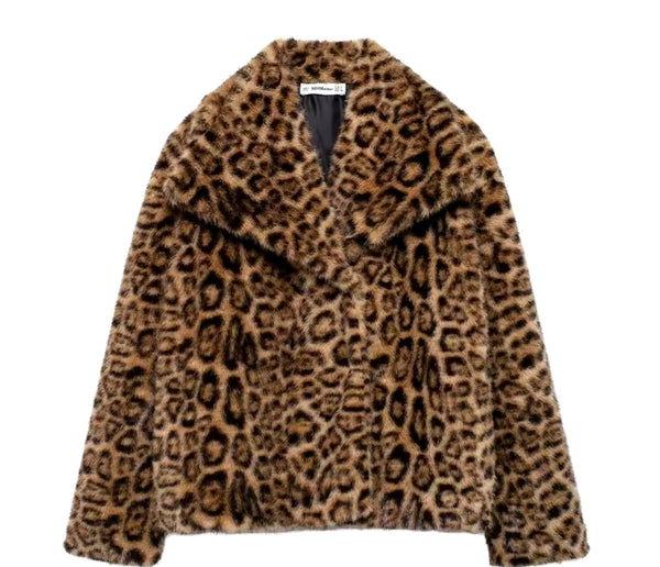 Leopard Print Faux Fur Jacket