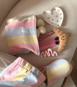 Pastel striped make up bags