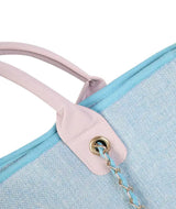 Stylish Canvas Tote Bag with Chain- Mint and Pink