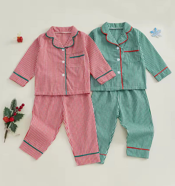 Red or Green Check Kids Pyjamas