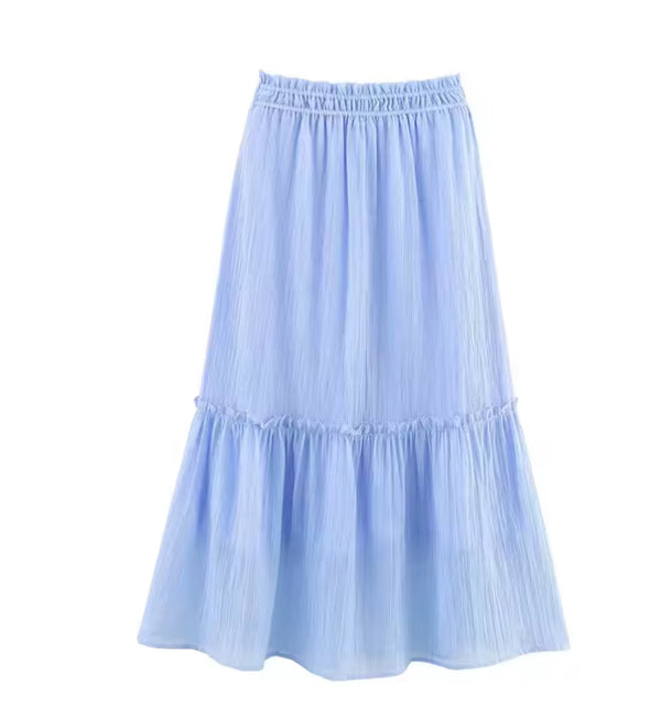 Blue Crinkle Effect Maxi Skirt