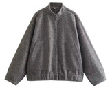 Grey Wool Bomber Jacket