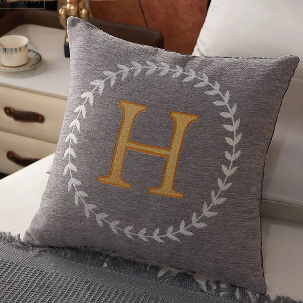 Grey letter cushions best sale