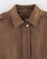 Brown Suede Style Bomber Jacket